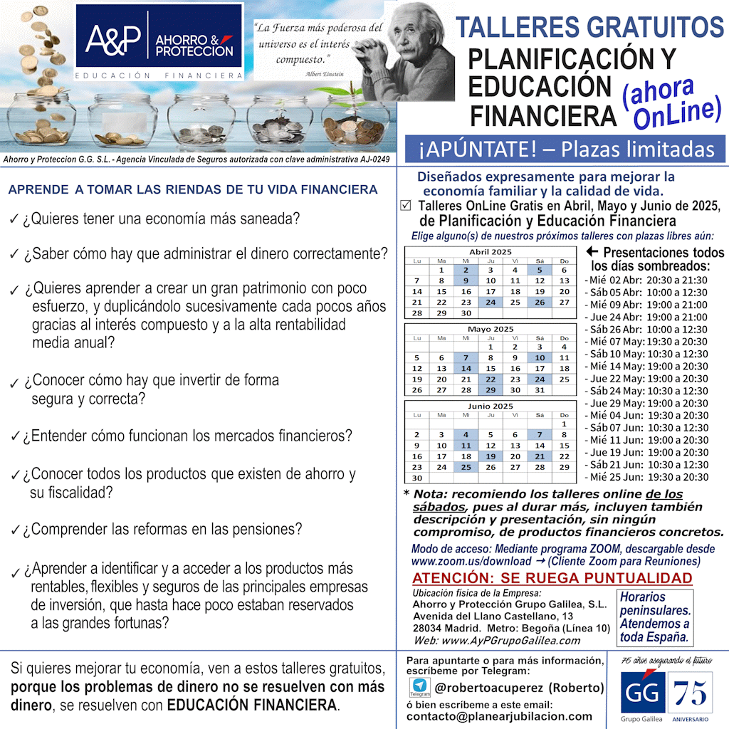 Planear Jubilación – Talleres Gratuitos de Educación Financiera – Abril, Mayo y Junio de 2025
