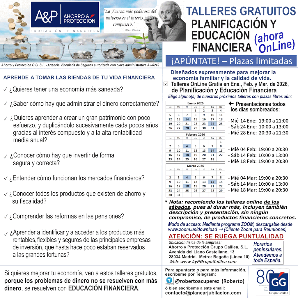 Planear Jubilación – Talleres Gratuitos de Educación Financiera – Enero, Febrero y Marzo de 2026