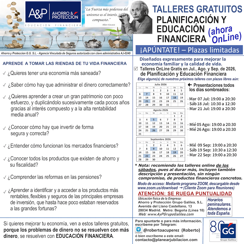 Planear Jubilación – Talleres Gratuitos de Educación Financiera – Julio, Agosto y Septiembre de 2026