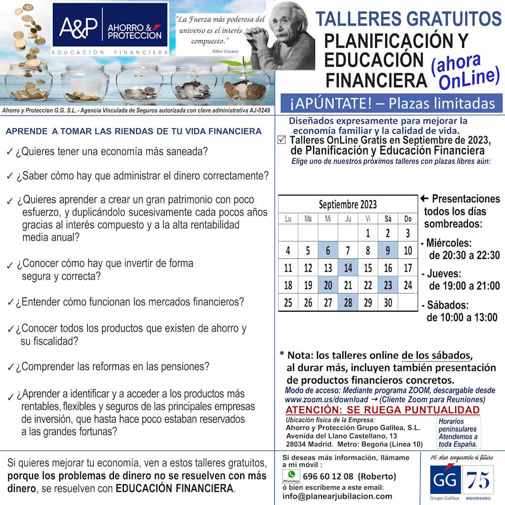 Planear Jubilación - Talleres Gratuitos de Educación Financiera - Septiembre de 2023